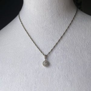 925 Sterling Silver Round Halo CZ Necklace